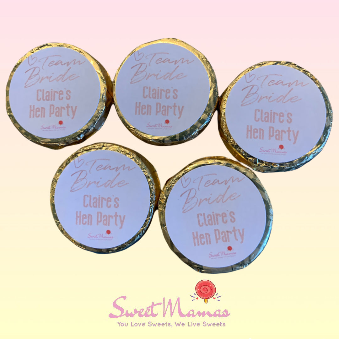 Personalised Hen Party Chocolate Coins - Sweetmamas.ie
